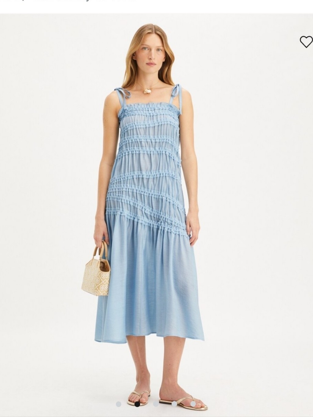 Tory Burch Light Blue Smocked Midi Dress